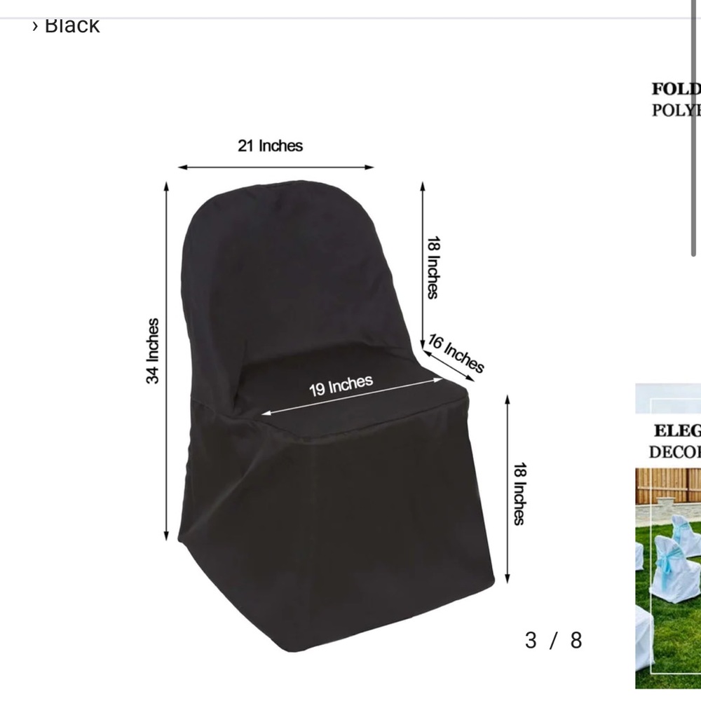 Lot of 50 Black Polyester Chair Covers